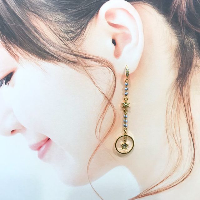 デザインフックピアス U字カン付 No.5 キュービックジルコニア/G(約 
