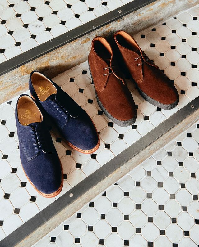 SANDERS: Navy Suede Officer Shoe - 通販 - ecuadordental.com.ec