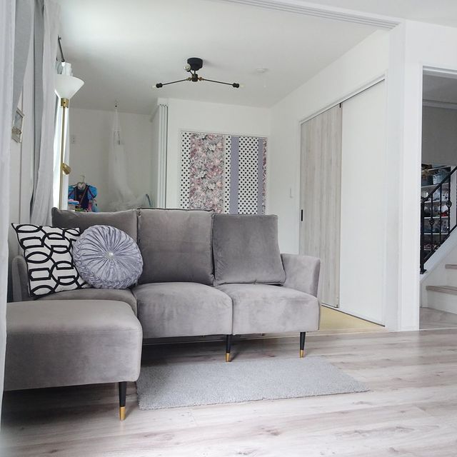 lowya ソファ ベルベッド グレー 定価43,000円