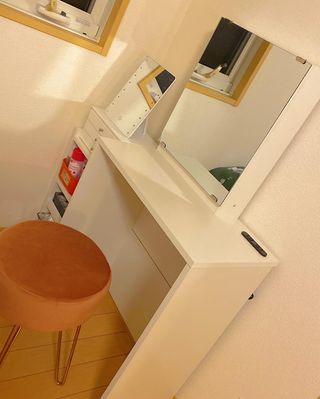 ミラー収納付きドレッサー(幅60cm) ハイタイプ コンセント付き