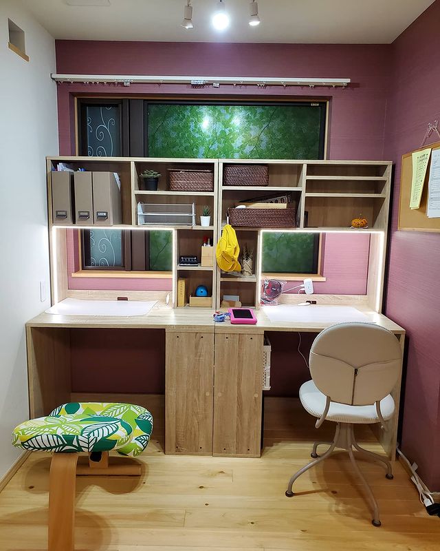 幅196] 学習机 2人用ツインデスク 本棚・サイドラック付き ナチュラル 