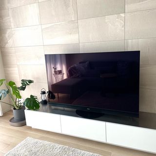 半完成品】国産ローテレビ台ステンレス天板×木製[幅180