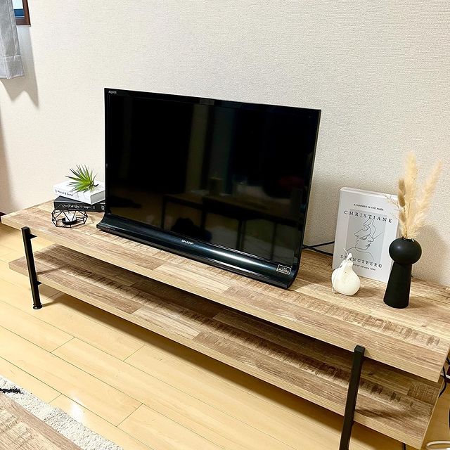 インダストリアル調がおしゃれなローテレビ台(ウォルナット)32型対応 