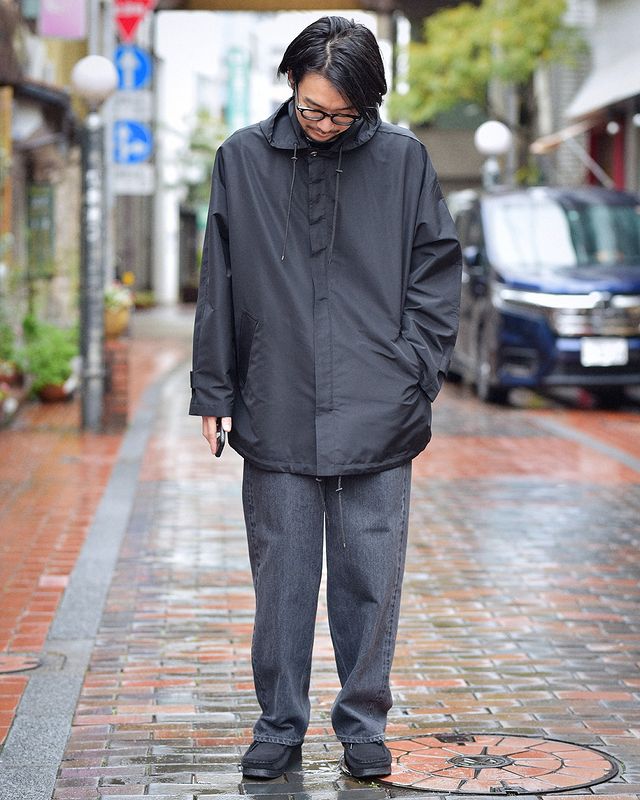 22ss AURALEE SILK HOODED BLOUSON 黒 | labiela.com