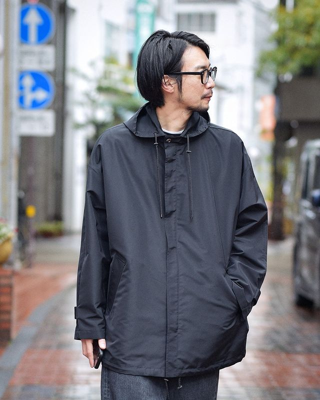 AURALEE SILK POLYESTER GROSGRAIN BLOUSON - ステンカラーコート