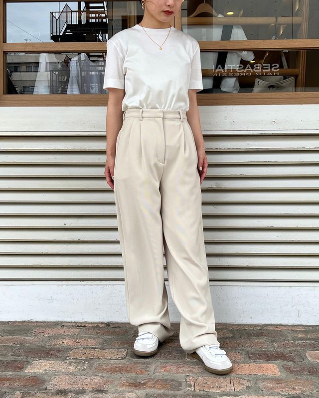 ブティック CLANE RIB STRIPE TUCK PANTS - 通販 - asadobenitez.com