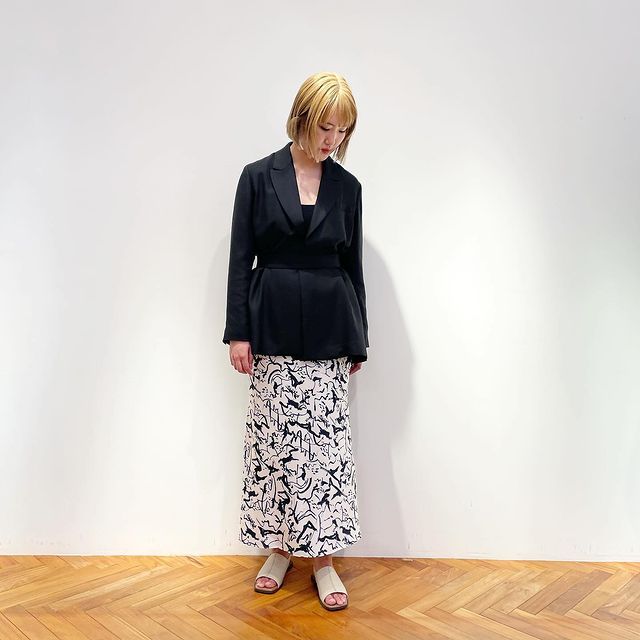 未使用品】 Rim.ark Kras BLACK 38 painting art - ロングスカート