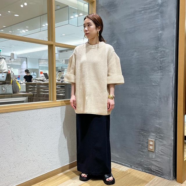 CLANE ☆ OVER HALF SLEEVE KNIT TOPS-