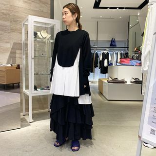 2021AW ENFOLD Crumple Cotton ティアードスカート 1aVs4JQFQN
