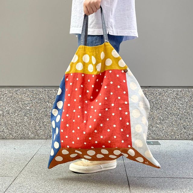 45R インドカディ ブロックプリント バンダナ 水玉 ドット