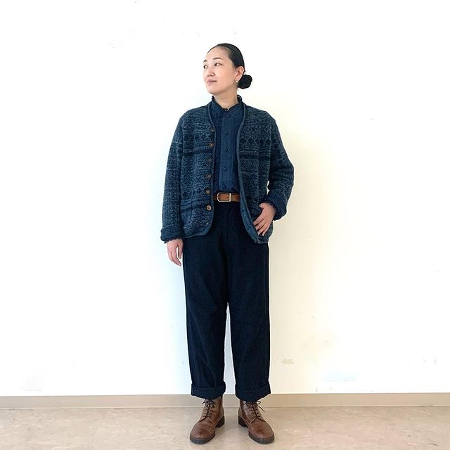 45R藍インドカディのレースフリルブラウス: WOMEN|45R