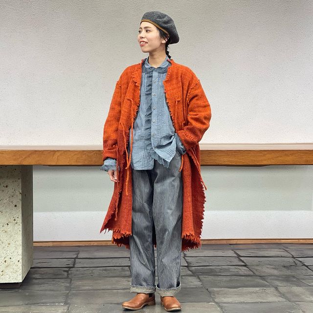 45R藍インドカディのフリルレースブラウス: WOMEN|45R