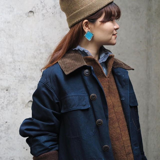 45R藍インドカディのフリルレースブラウス: WOMEN|45R