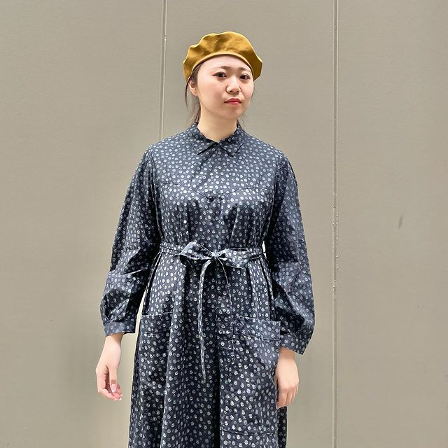 45Rもこもこ花プリントのドレス(インディゴ): WOMEN|45R