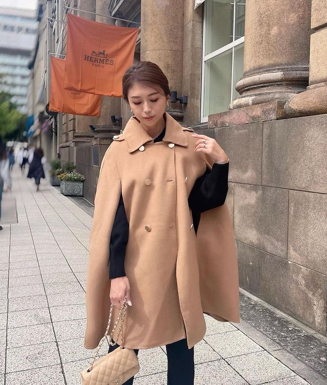 一部即納 2color スリット ポンチョ コート