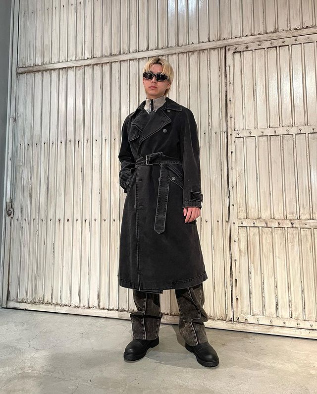 DIESEL 22aw yploject デニムレザートレンチコート