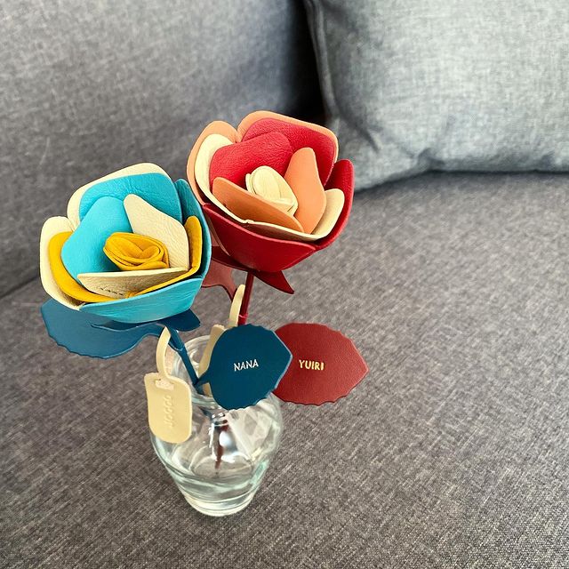 革の一輪花 バラ オーダーメイド革製品 Joggo