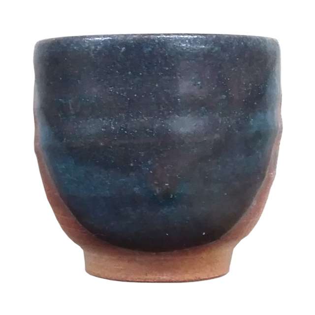 陶器☆マット釉 トルコブルーと海鼠釉の広口茶碗陶芸