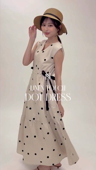 SSサイズあり】リネンタッチドットワンピース | ロングワンピース